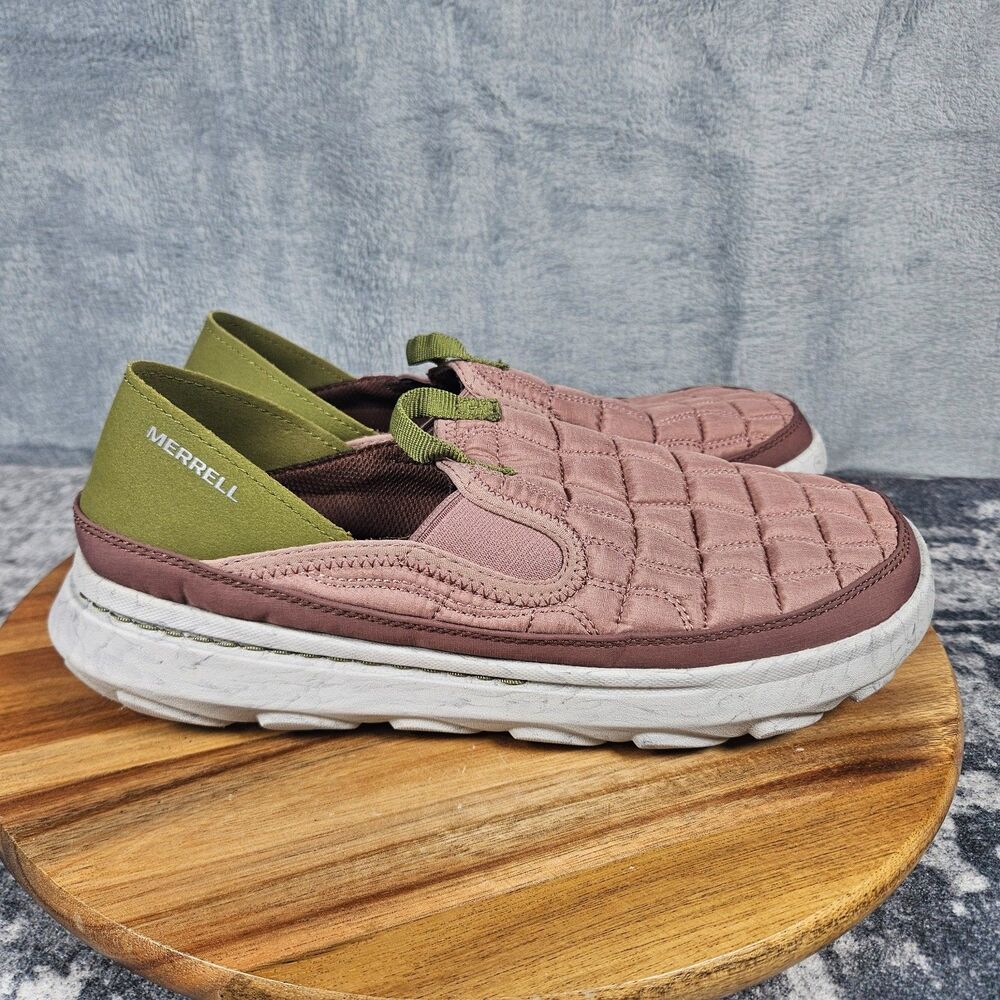 Merrell Hut Moc 2 Slippers Women 10 Pink Burlwood Avocado Quilted Slip On Shoes